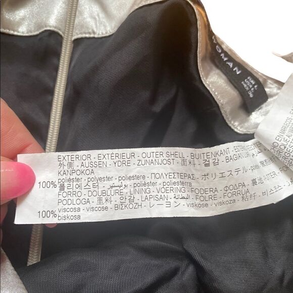 Zara Silver Silky Midi Skirt Size Large - Picture 4 of 5